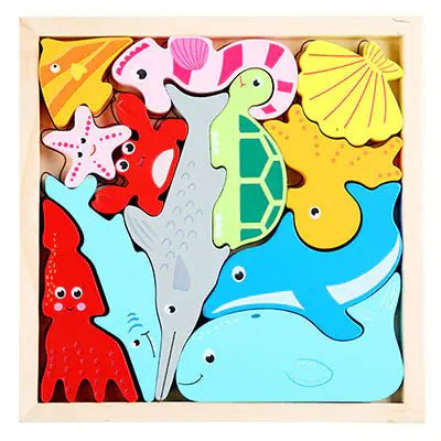 3D Cartoon Animal Wooden Puzzle for Early Learning - The Happy Package