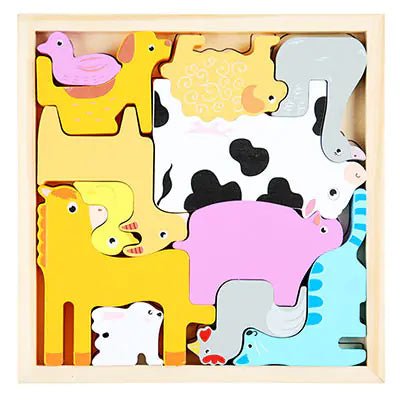 3D Cartoon Animal Wooden Puzzle for Early Learning - The Happy Package