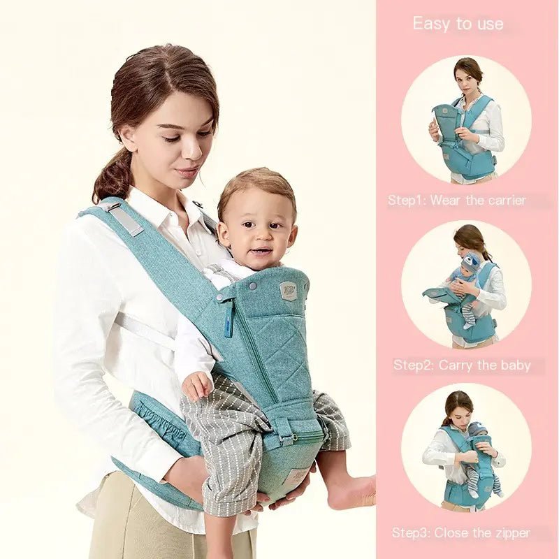Baby Carrier with Bass Bear Hip Seat for Front Carry - The Happy Package