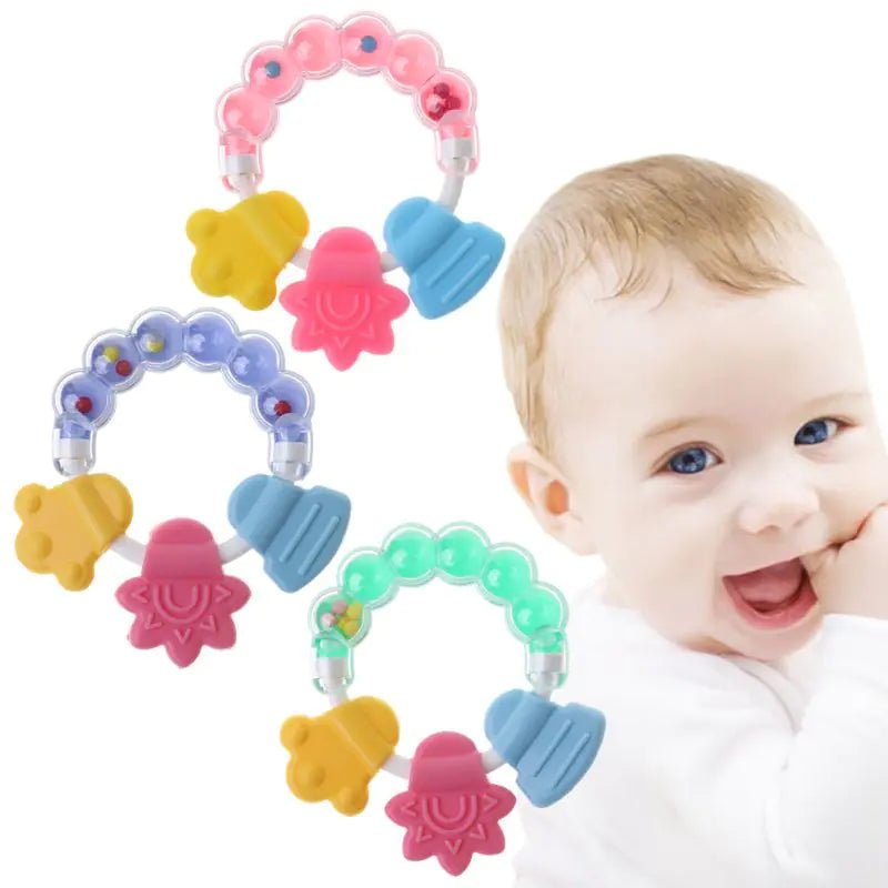 Baby Rattle Teether Silicone Chew Toys for Infants - The Happy Package