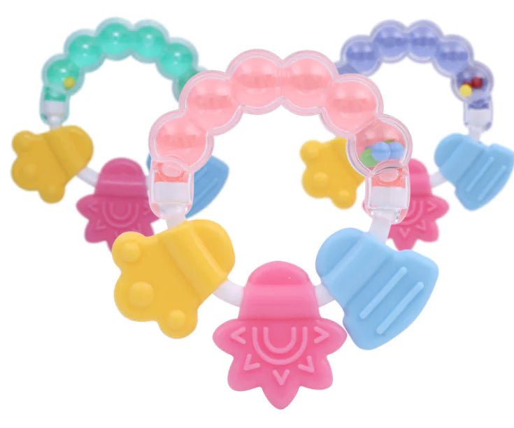 Baby Rattle Teether Silicone Chew Toys for Infants - The Happy Package