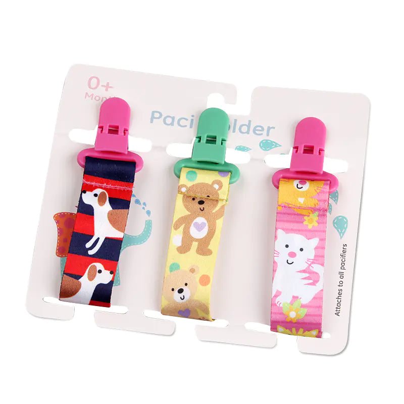 Cartoon Pattern Baby Pacifier Teether Pack of Three - The Happy Package