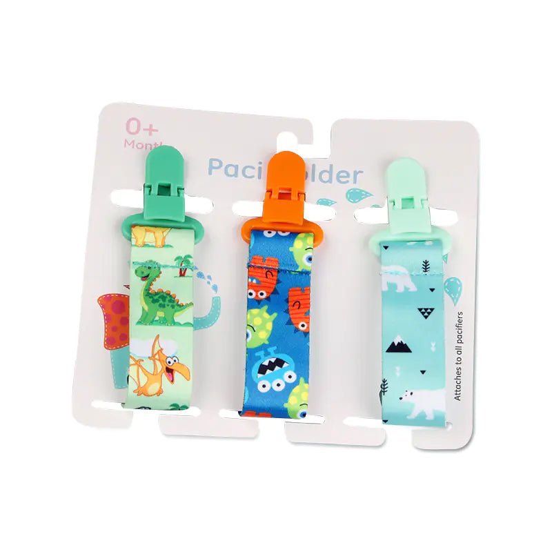 Cartoon Pattern Baby Pacifier Teether Pack of Three - The Happy Package
