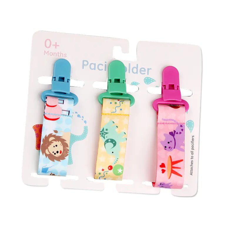 Cartoon Pattern Baby Pacifier Teether Pack of Three - The Happy Package