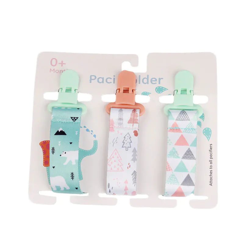 Cartoon Pattern Baby Pacifier Teether Pack of Three - The Happy Package
