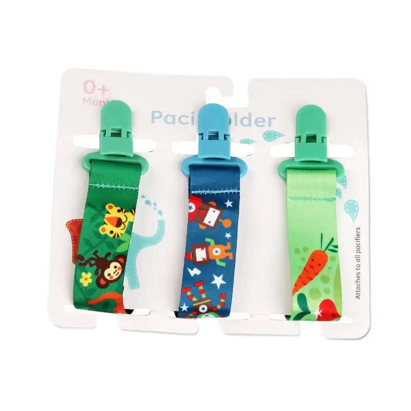 Cartoon Pattern Baby Pacifier Teether Pack of Three - The Happy Package