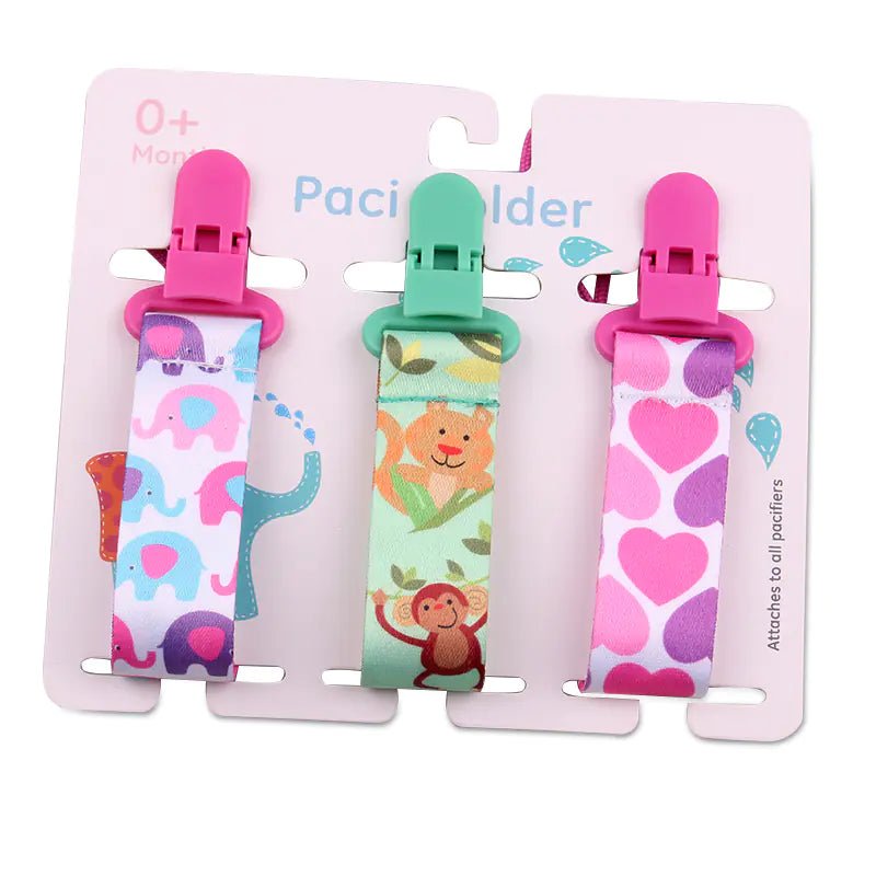 Cartoon Pattern Baby Pacifier Teether Pack of Three - The Happy Package