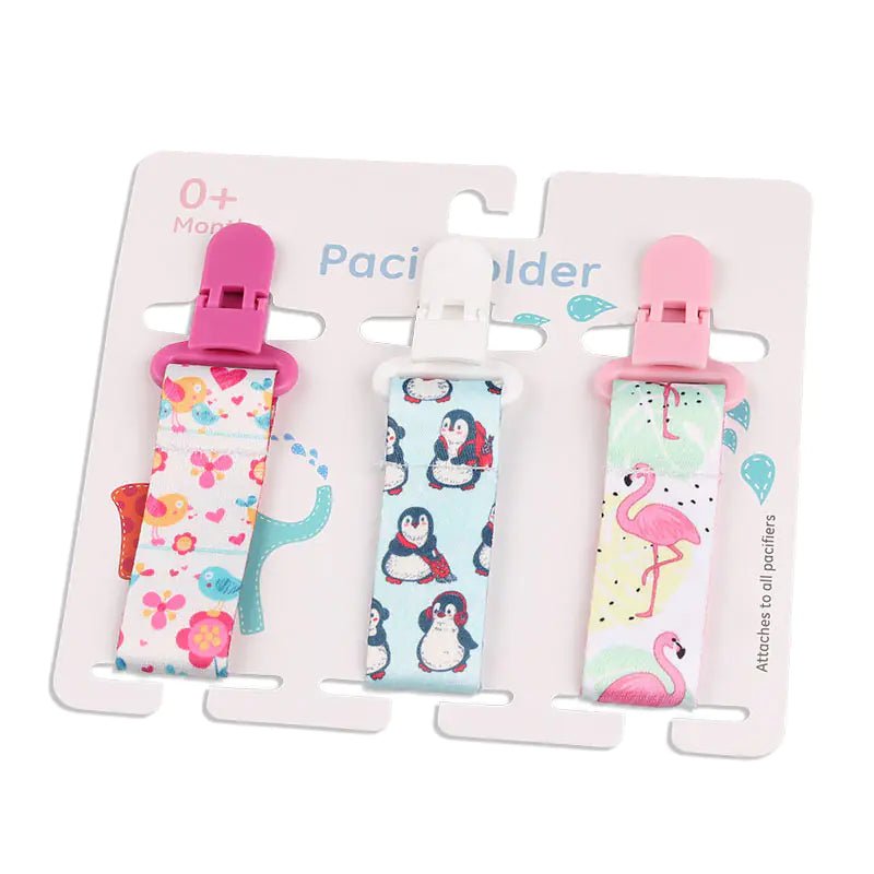 Cartoon Pattern Baby Pacifier Teether Pack of Three - The Happy Package