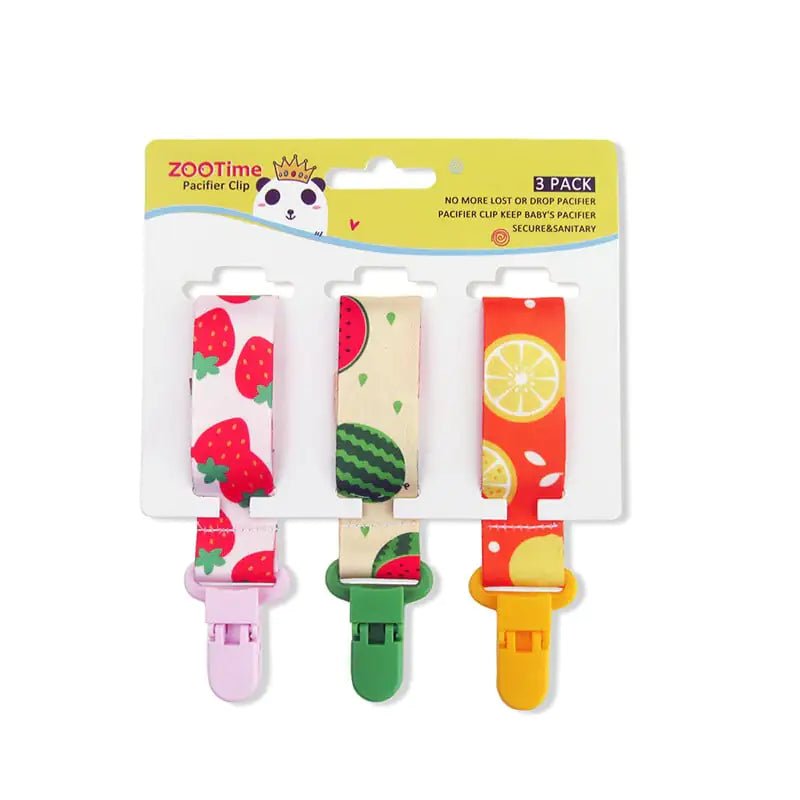 Cartoon Pattern Baby Pacifier Teether Pack of Three - The Happy Package