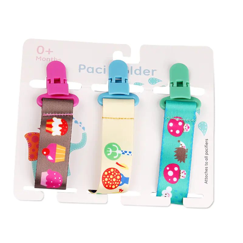 Cartoon Pattern Baby Pacifier Teether Pack of Three - The Happy Package