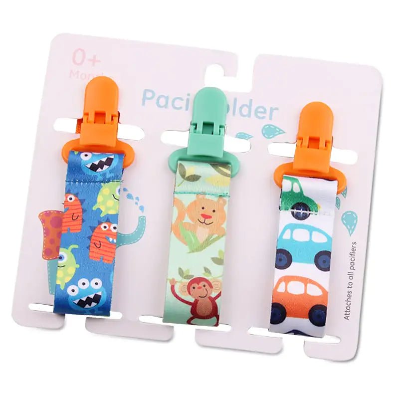 Cartoon Pattern Baby Pacifier Teether Pack of Three - The Happy Package