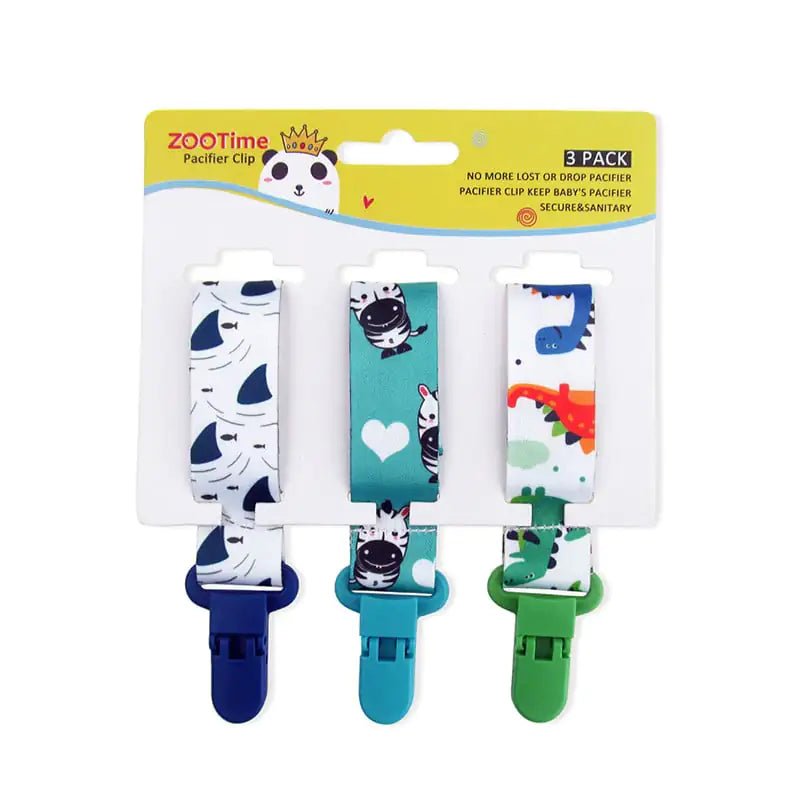 Cartoon Pattern Baby Pacifier Teether Pack of Three - The Happy Package