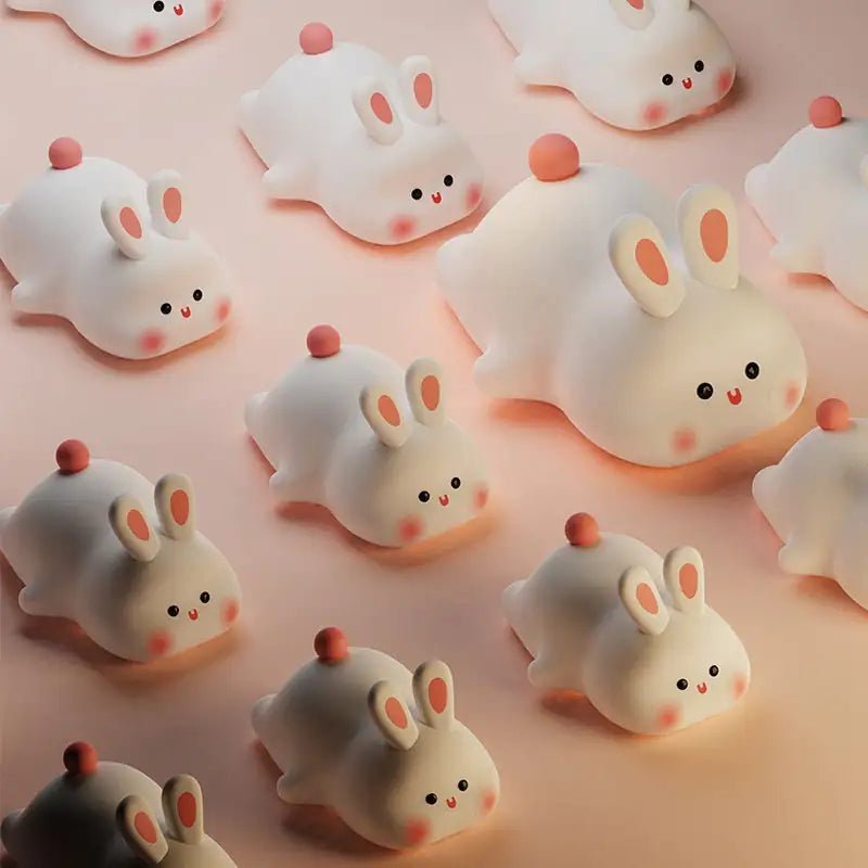 Cute LED Night Light Touch Sensor Cartoon Kid's Nightlights Big Face Rabbit Silicone Night Light Christmas Gift Bedside Lamp Home Decor - The Happy Package
