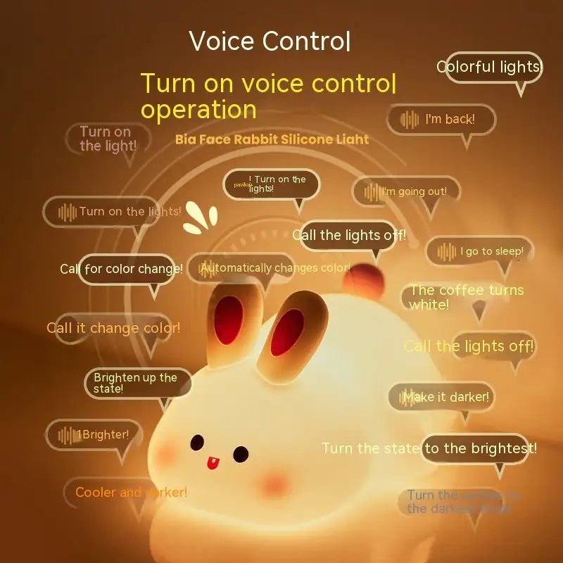 Cute LED Night Light Touch Sensor Cartoon Kid's Nightlights Big Face Rabbit Silicone Night Light Christmas Gift Bedside Lamp Home Decor - The Happy Package
