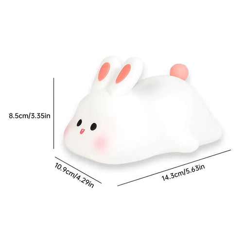 Cute LED Night Light Touch Sensor Cartoon Kid's Nightlights Big Face Rabbit Silicone Night Light Christmas Gift Bedside Lamp Home Decor - The Happy Package