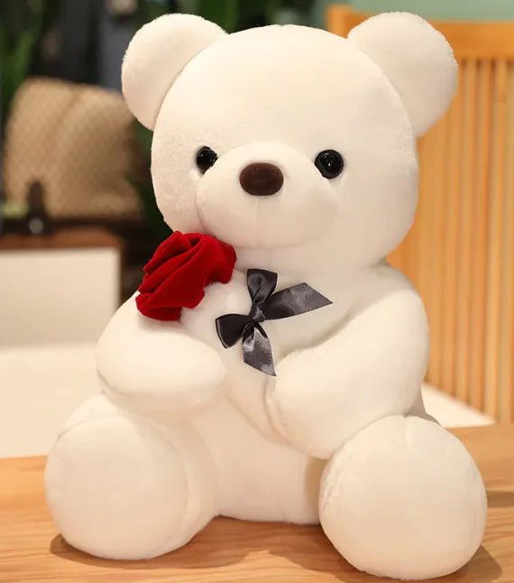 Hugging Roses Teddy Bear Plush Pillow - The Happy Package