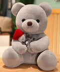 Hugging Roses Teddy Bear Plush Pillow - The Happy Package