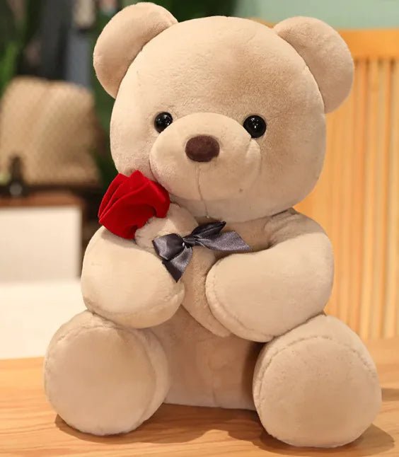 Hugging Roses Teddy Bear Plush Pillow - The Happy Package