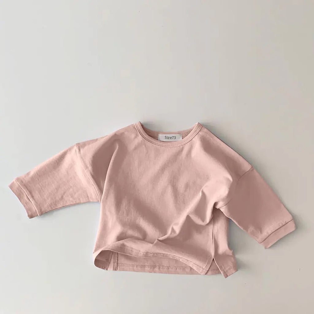 Infant Long - sleeved Candy Color Brushed Cotton T-shirt - The Happy Package