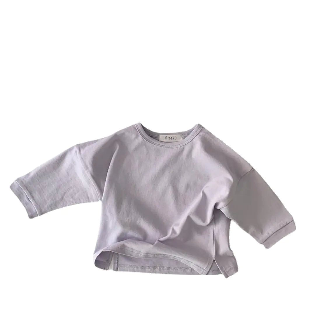 Infant Long - sleeved Candy Color Brushed Cotton T-shirt - The Happy Package