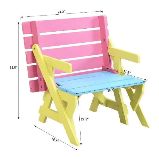 KID'S MULTI - FUNCTIONAL ARM CHAIR,TABLE 2 BENCHES - The Happy Package
