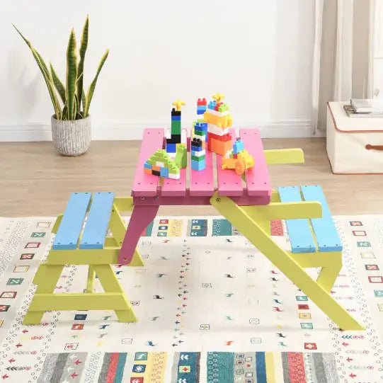 KID'S MULTI - FUNCTIONAL ARM CHAIR,TABLE 2 BENCHES - The Happy Package