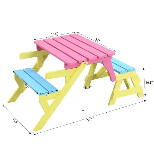 KID'S MULTI - FUNCTIONAL ARM CHAIR,TABLE 2 BENCHES - The Happy Package