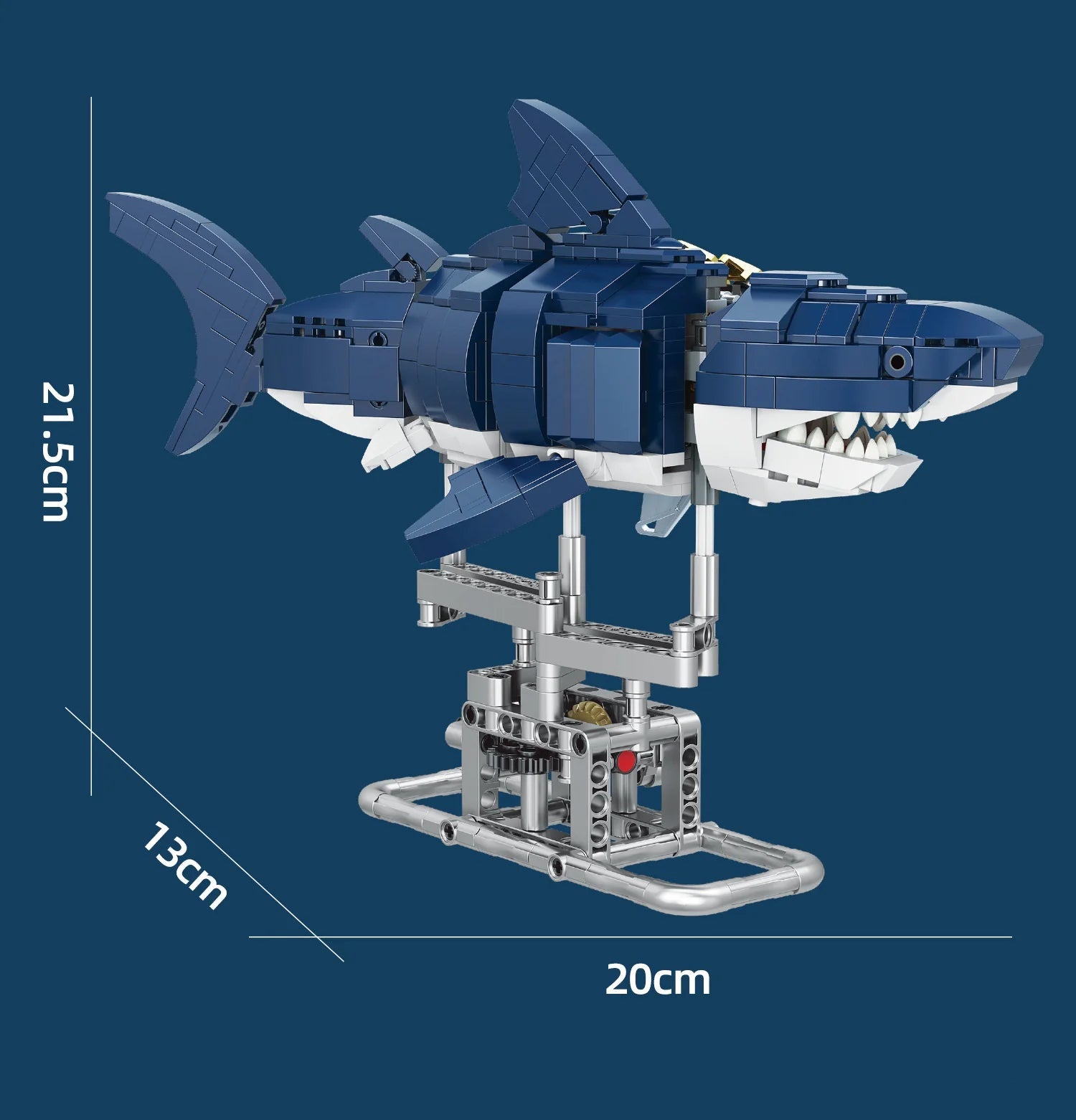 Mechanical Shark Building Set with Stand & Lights - Kids & Adults - The Happy Package