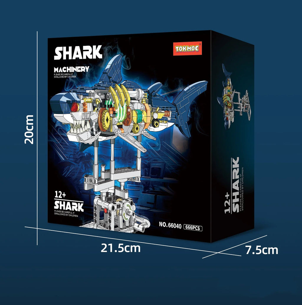 Mechanical Shark Building Set with Stand & Lights - Kids & Adults - The Happy Package