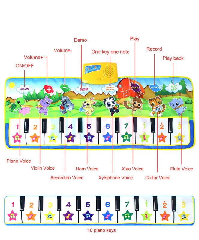 Multifunctional Music Piano Mat for Kids, Green - The Happy Package