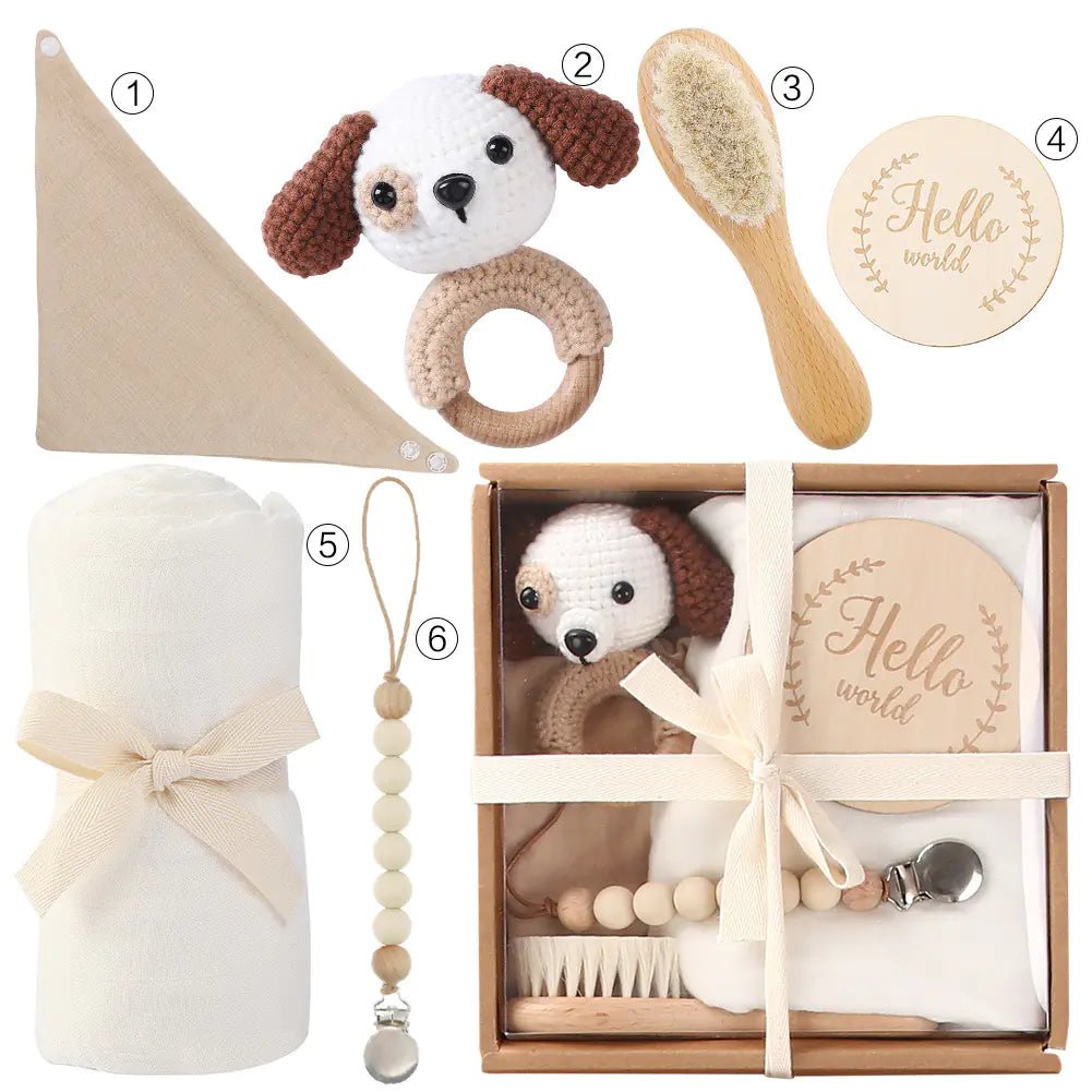 Newborn Gift Set: Bath Towel, Pacifier & Toys - The Happy Package