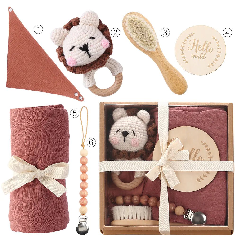 Newborn Gift Set: Bath Towel, Pacifier & Toys - The Happy Package