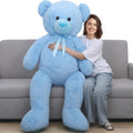 Tezituor Giant 5 Feet Teddy Bear Stuffed Animal Soft and Huggable Valentines Day Teddy Bear Plush for Girlfriend and Boyfriend Classic Large Blue Teddy Bear Gift for Kids - The Happy Package