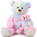 Tezituor Giant Teddy Bear Stuffed Animal 39in Large Teddy Bear Mommy with Baby Big Teddy Bear Stuffed Bear for Kids Girlfriend on Mothers Day Valentine Christmas Baby Shower Tie - dye Pink - The Happy Package